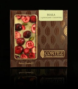 Czekolada biała 33,1%  z pistacjami i żurawiną 85g