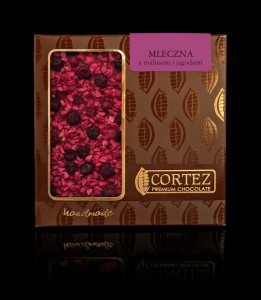 Czekolada mleczna 33,6% z malinami i jagodami 85g